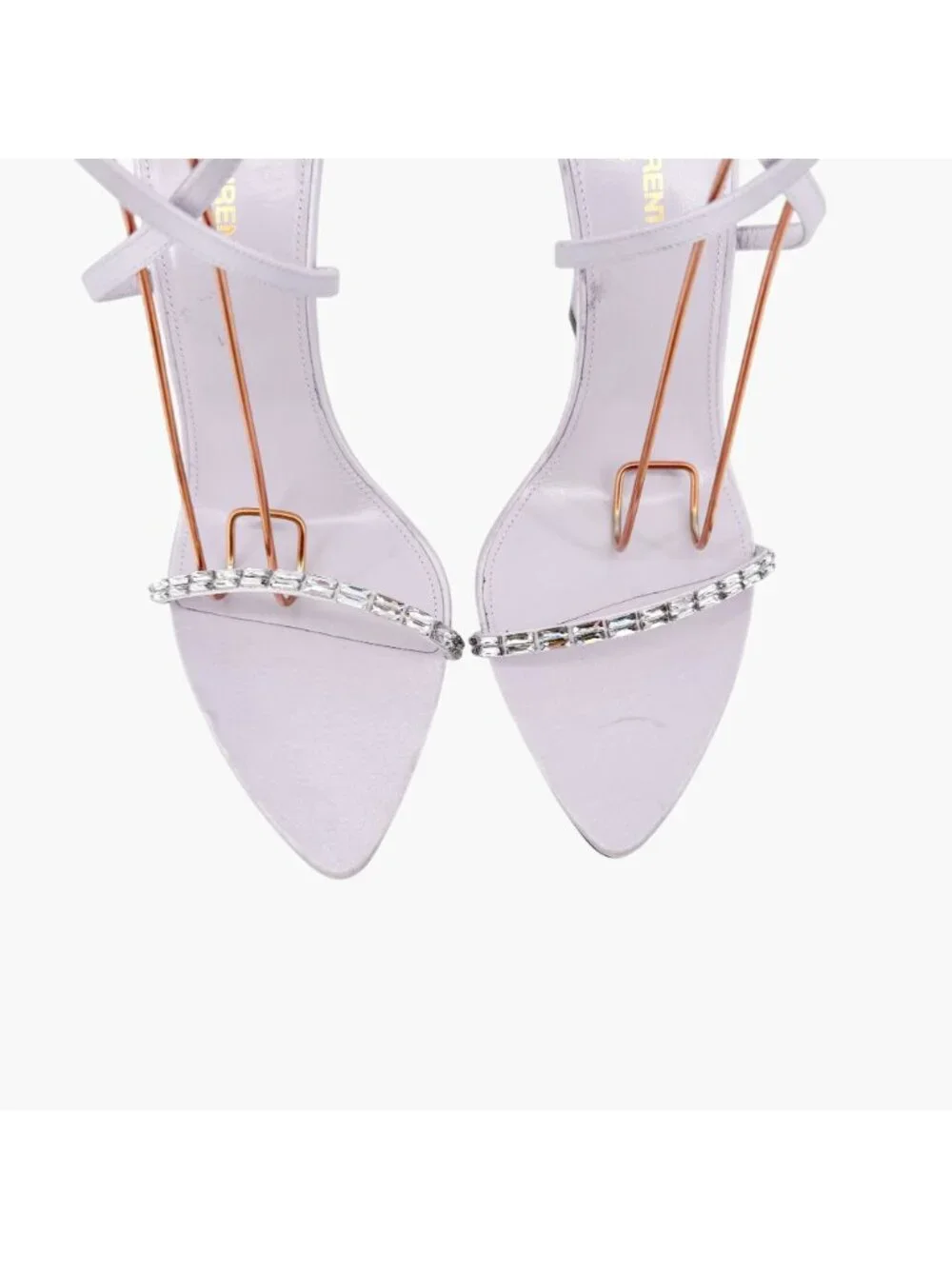 Saint Laurent Gippy Crystal Sandals EU 39.5 US 9.5 Lilac Purple Satin High Heels - Picture 3 of 13